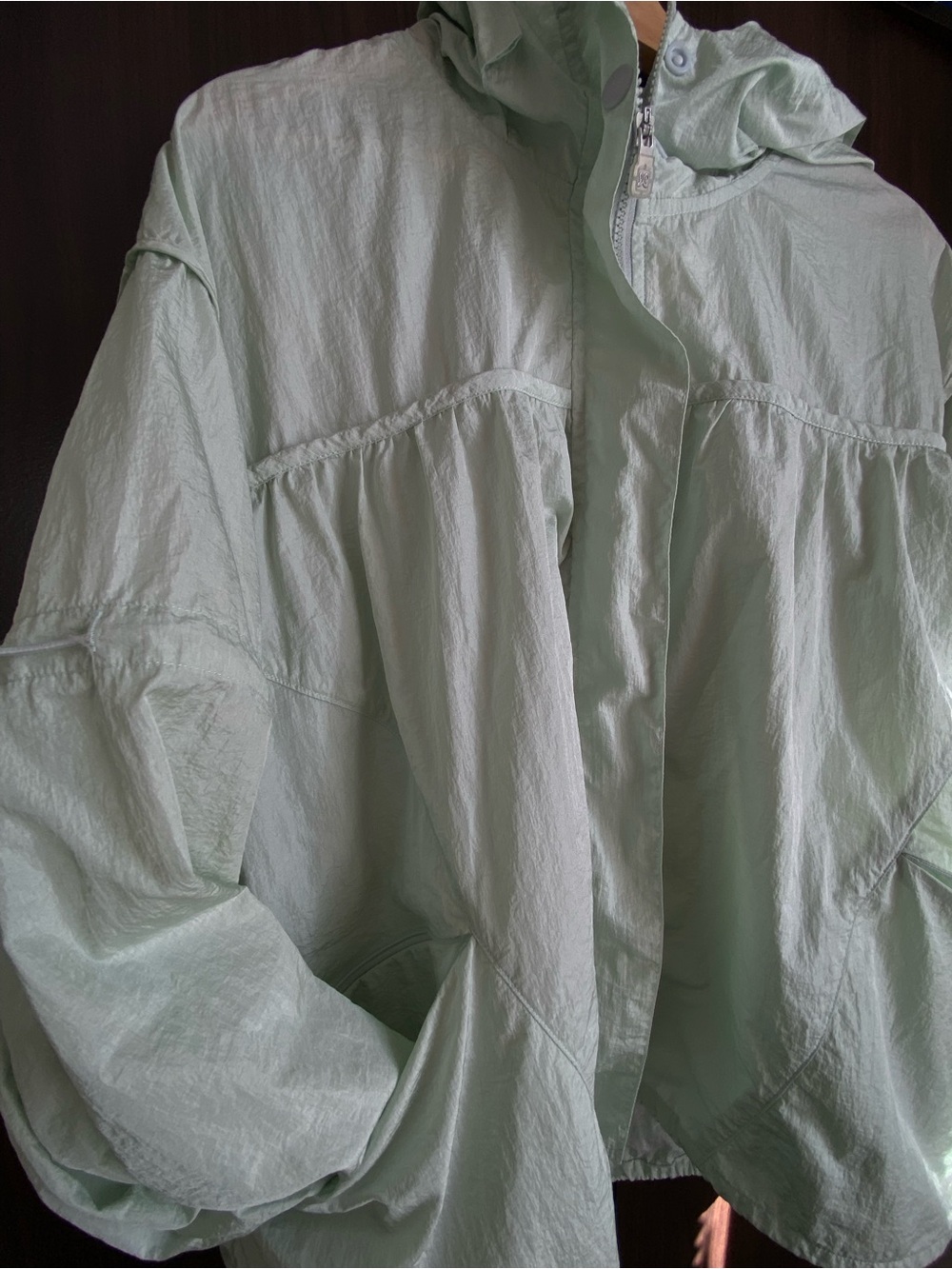 TypeService - Shirring Hooded Windbreaker [One Size, Mint]